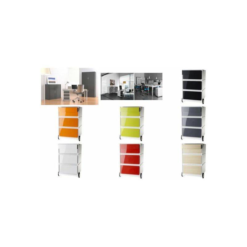 PAPERFLOW Rollcontainer easyBox, 4 Schübe, weiß / weiß