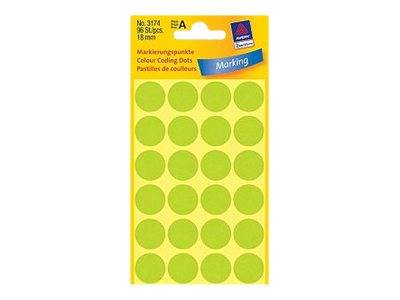 Avery Zweckform - Farbkodierungspunkt - 1,8 cm Durchmesser - Neongrün (Packung mit 96)