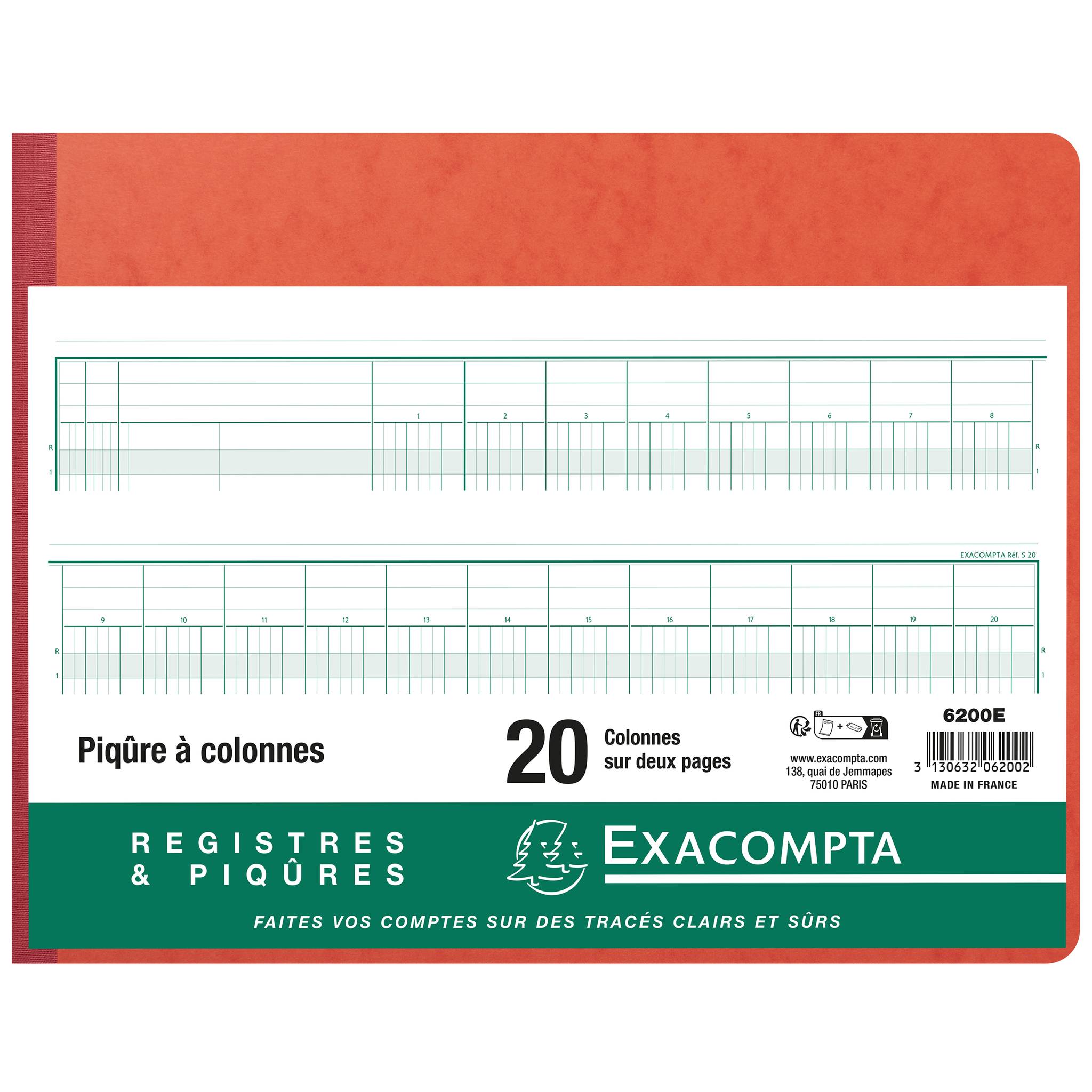 Exacompta Geschäftsbuch 20 Kolonnen 25x32 cm 80S - Farben sortiert - 6200E