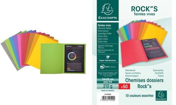 EXACOMPTA Aktendeckel ROCK'S, DIN A4, farbig sortiert (335191200)