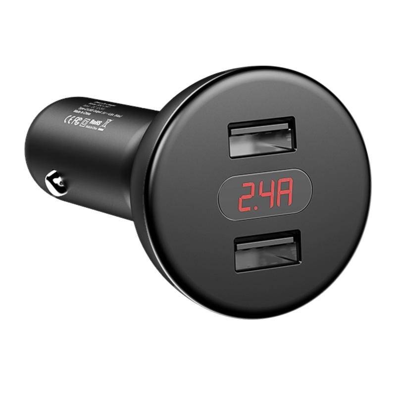 Car Charger Auto KFZ PKW Ladegerät mit LCD-Anzeige Voltmeter 4.8A Smartphones & Tablet schwarz