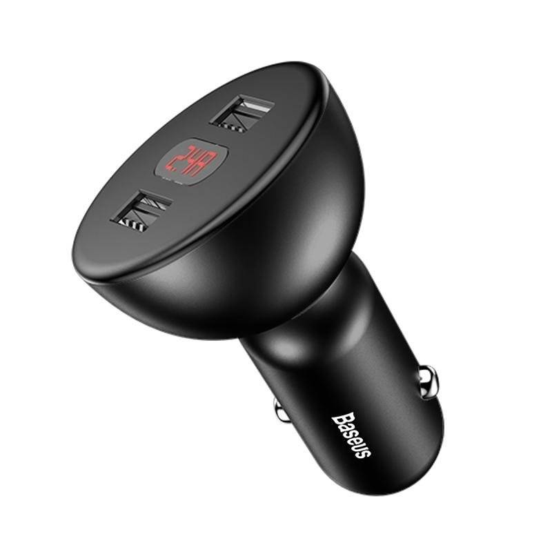 Car Charger Auto KFZ PKW Ladegerät mit LCD-Anzeige Voltmeter 4.8A Smartphones & Tablet schwarz