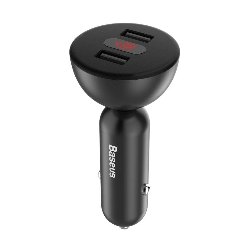 Car Charger Auto KFZ PKW Ladegerät mit LCD-Anzeige Voltmeter 4.8A Smartphones & Tablet schwarz