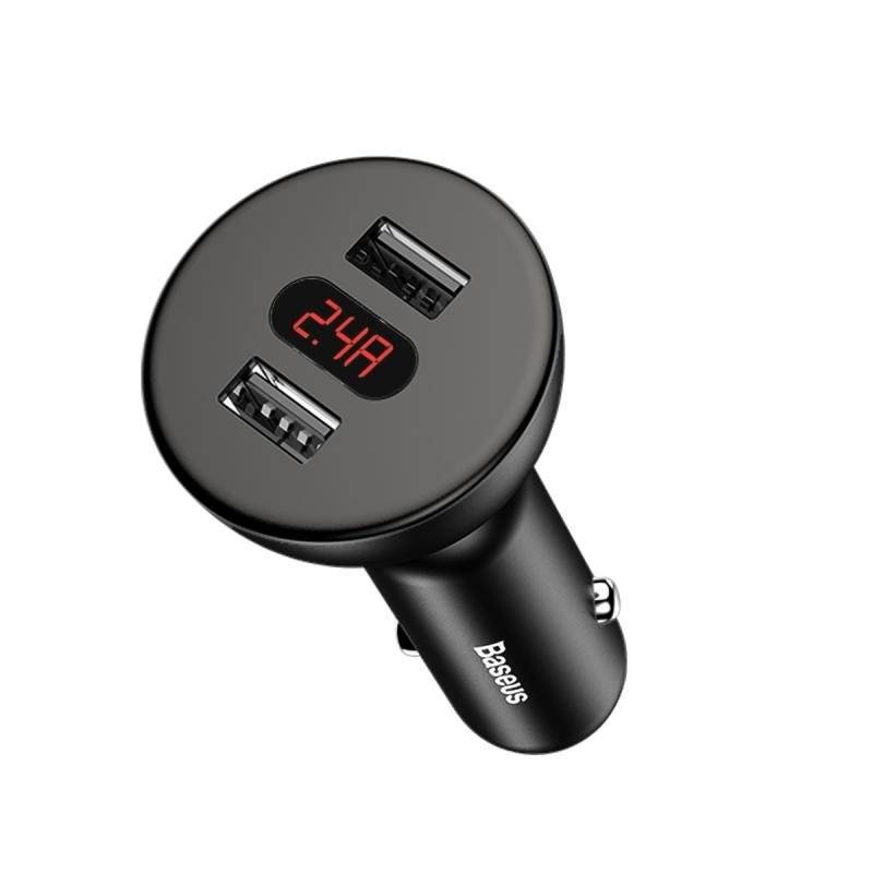 Car Charger Auto KFZ PKW Ladegerät mit LCD-Anzeige Voltmeter 4.8A Smartphones & Tablet schwarz