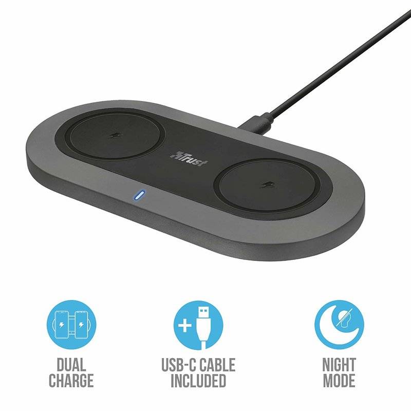 Trust YudoX2 Kabelloses 2-in-1 Ladegerät Smartphones ( Qi-fähige Geräte) schwarz