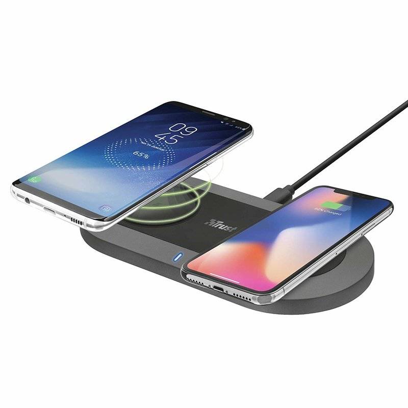 Trust YudoX2 Kabelloses 2-in-1 Ladegerät Smartphones ( Qi-fähige Geräte) schwarz