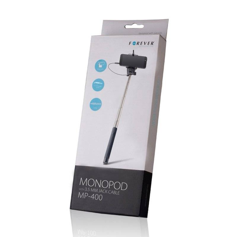 Universal Selfie Stick Schwarz mit SpieKabelgebunden (ohne Bluetooth) ca.100 cm lang