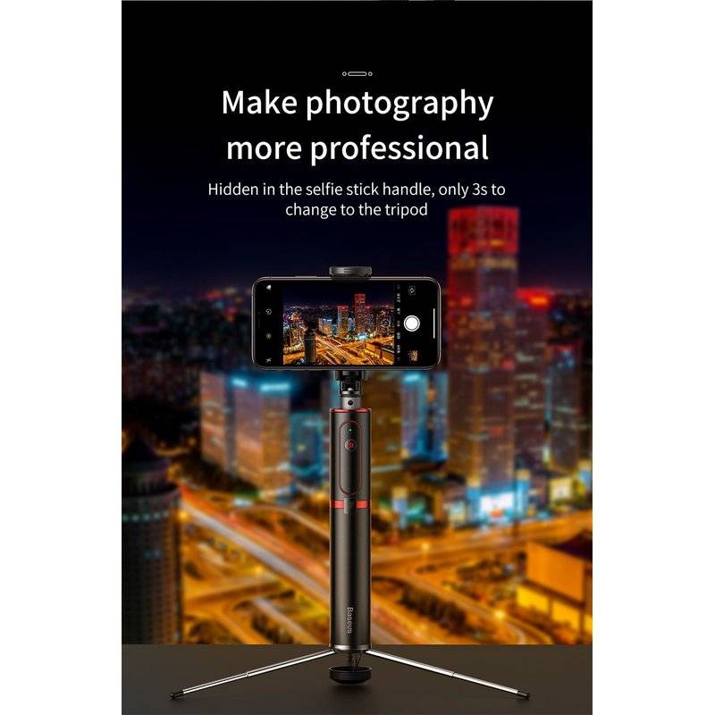 Baseus Fully Folding Bluetooth Selfie Stick Gold ca. 80 cm lang 6 fach ausfahrbar 360° schwenkbar