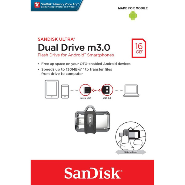 SanDisk Ultra Dual Drive 16GB micro3.0 Micro USB 3.0 Speicher Stick OTG