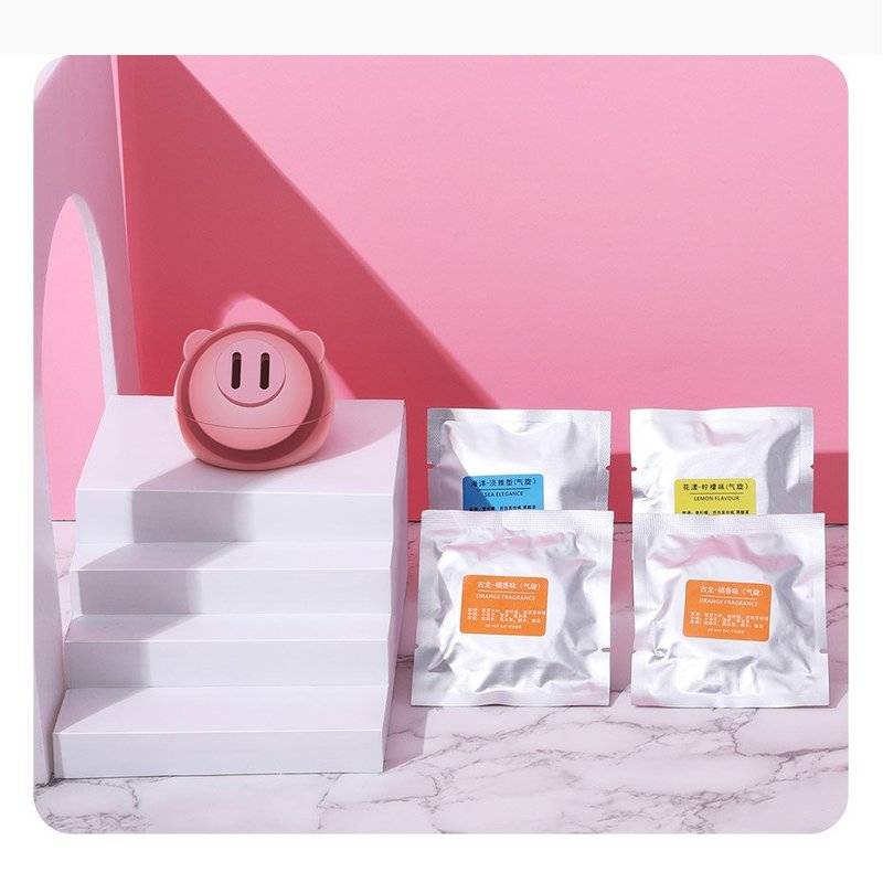 Little Pig tragbarer Lufterfrischer Autoduft Luftreiniger Duft Halterung Auto Armaturenbrett pink