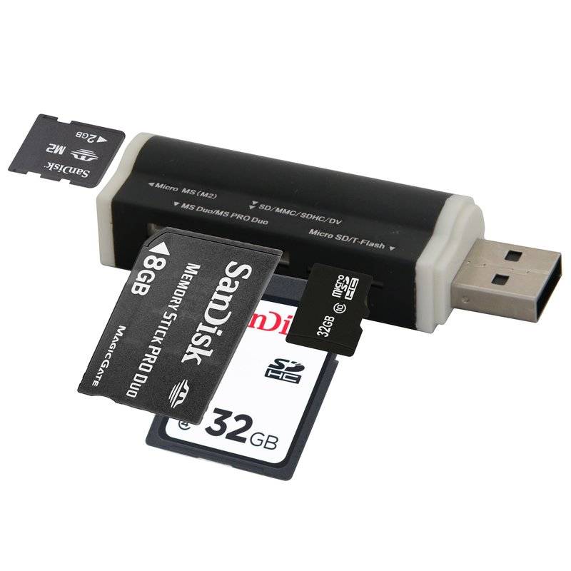All-in-One Speicherkartenleser SD/Micro SD/M2/M2PRODUO USB Kartenlesergerät Adapter Gold