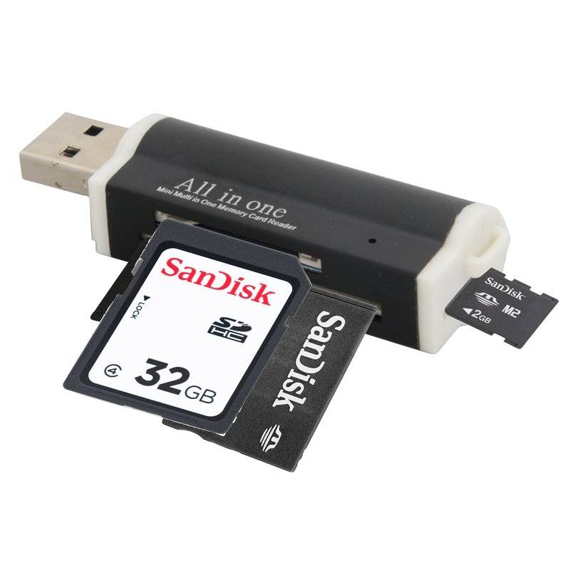 All-in-One Speicherkartenleser SD/Micro SD/M2/M2PRODUO USB Kartenlesergerät Adapter Lila