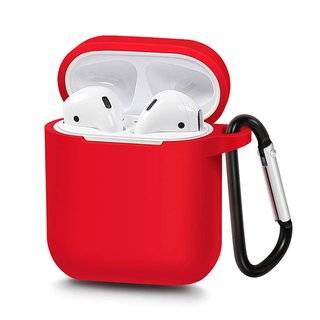 360 Grad Schutz Airpods Case Silikon Hülle Schutztasche Ladekoffer Ladegerät kompatibel mit Kopfhörer Headset 2 / 1 Generation Rot