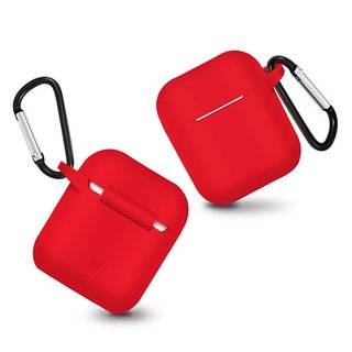 360 Grad Schutz Airpods Case Silikon Hülle Schutztasche Ladekoffer Ladegerät kompatibel mit Kopfhörer Headset 2 / 1 Generation Rot