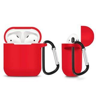 360 Grad Schutz Airpods Case Silikon Hülle Schutztasche Ladekoffer Ladegerät kompatibel mit Kopfhörer Headset 2 / 1 Generation Rot