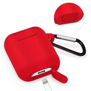 360 Grad Schutz Airpods Case Silikon Hülle Schutztasche Ladekoffer Ladegerät kompatibel mit Kopfhörer Headset 2 / 1 Generation Rot