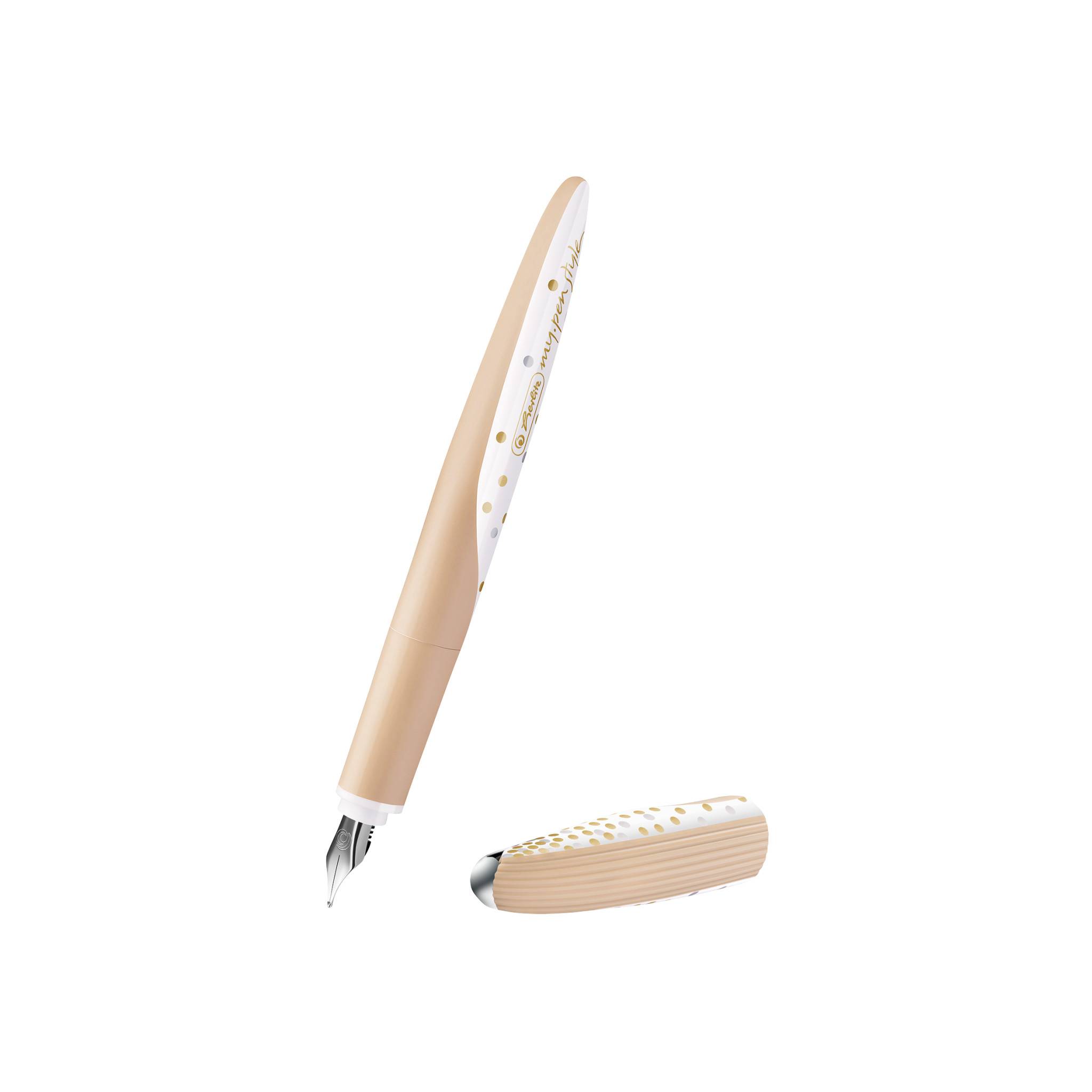 Herlitz Pure Glam, Gold, Weiß, Kartuschenfüllsystem, Blau, Metall, Kunststoff, Beidhändig, Box