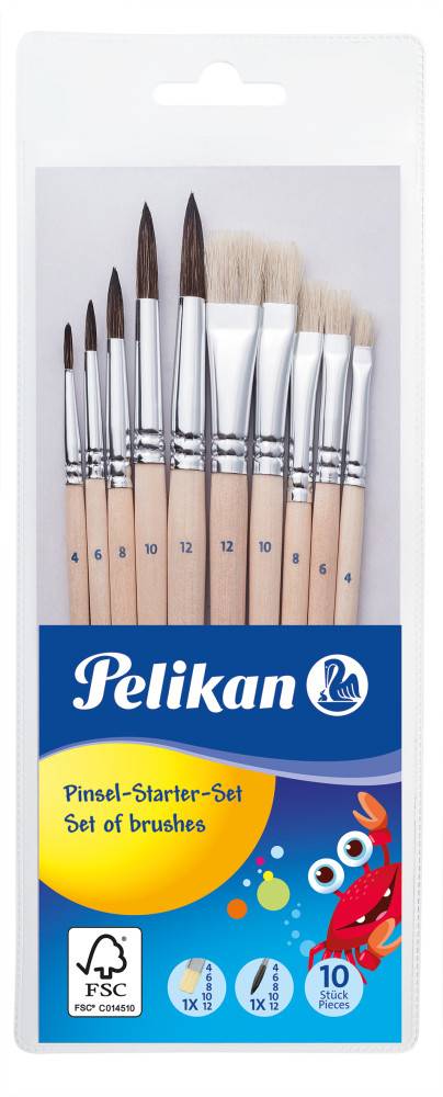 Pelikan 700405, Bürstenset, Sortiert, Ponyhaar, 10 Stück(e)