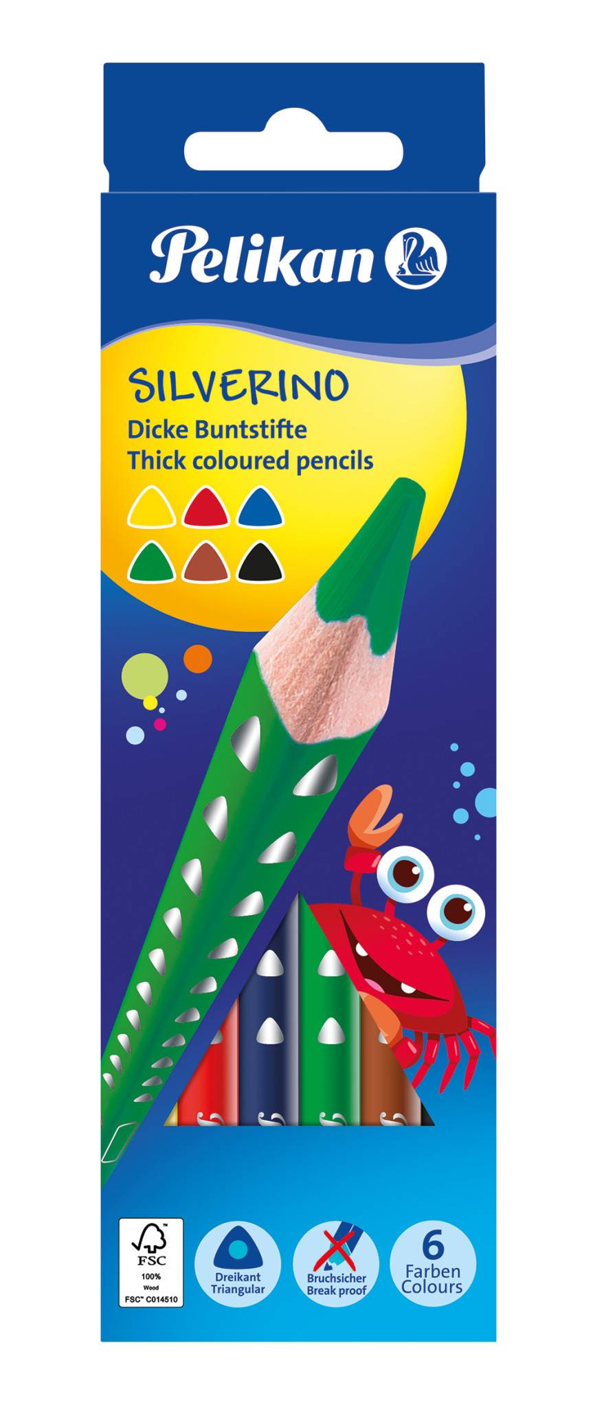 Pelikan 700610, Schwarz, Braun, Grün, Rot, Violett, Gelb, 6 Stück(e)