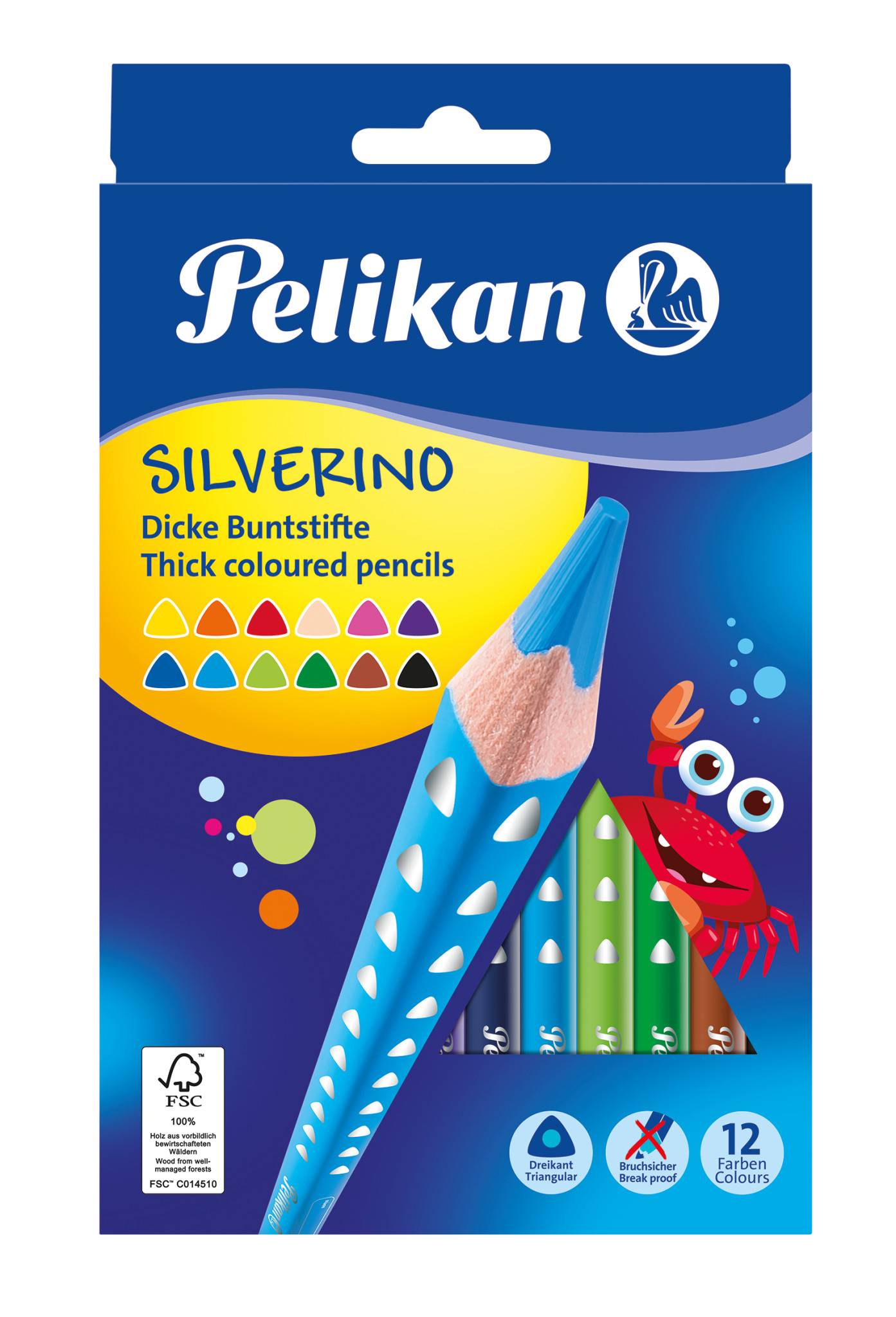 Pelikan 700627, Schwarz, Blau, Braun, Grün, Hellblau, Hellgrün, Orange, Pfirsich, Pink, Rot, Violett, Gelb, 12 Stück(e)