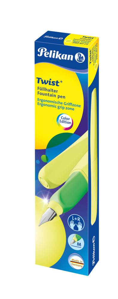 Pelikan 807272, Gelb, Kartuschenfüllsystem, Edelstahl, Beidhändig, Deutschland, 1 Stück(e)