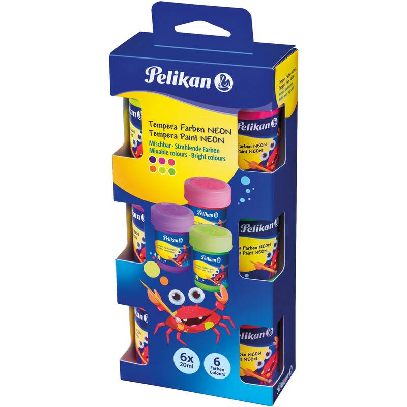 Pelikan Schulmalfarbe Neon, farbig sortiert, 6er Kartonetui