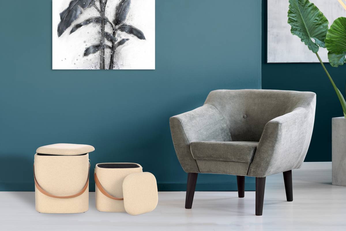 Hocker Arabella 225 2-er Set Beige / Braun