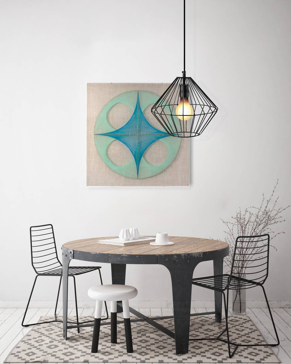 Faden-Wandbild Happiness 45cm x 45cm