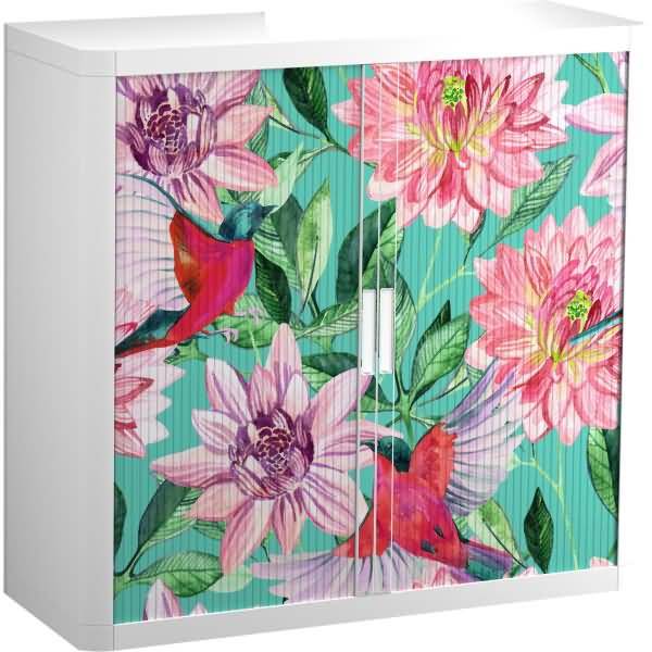 Rollladenschrank easyoffice BxTxH 86x37,5x104cm Blüten + Vögel