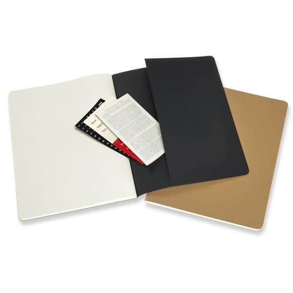 Studien-Notizheft Cahier XL 19x25cm liniert 80 Blatt VE=2 Stück schwarz/packpapierbraun