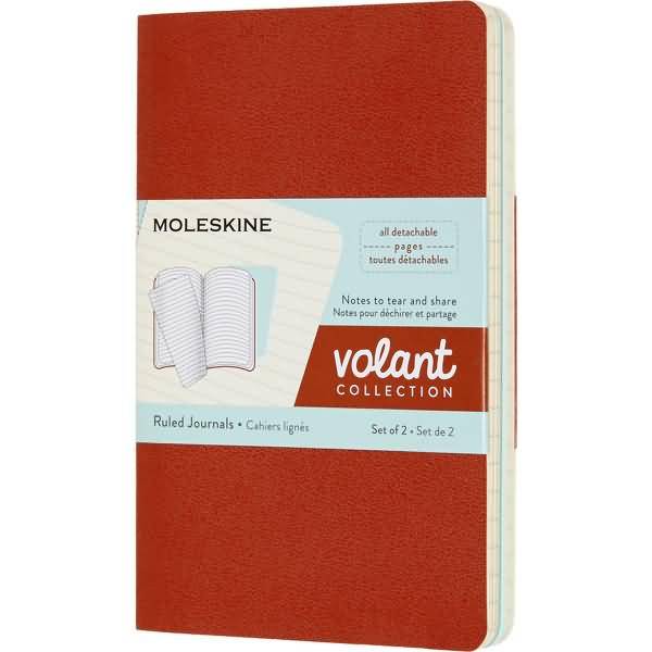 Notizheft Volant Pocket A6 liniert Softcover VE=2 Stück korallrot/aquamarinblau
