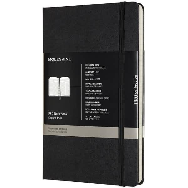 Professionelles Notizbuch Large A5 Hardcover 120 Blatt schwarz