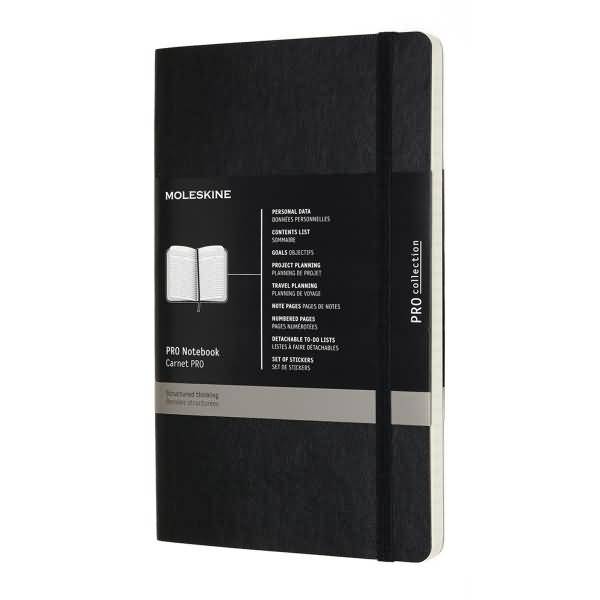 Professionelles Notizbuch Large A5 Softcover 96 Blatt schwarz