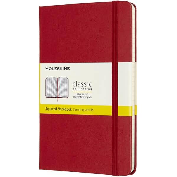 Notizbuch Medium 11,5x18cm kariert Hardcover 104 Blatt scharlachrot