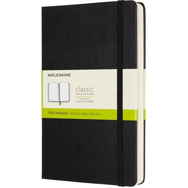 Notizbuch Large A5 blanko 200 Blatt Hardcover schwarz