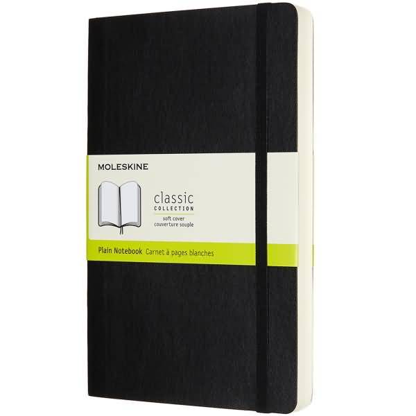 Notizbuch Large A5 blanko 200 Blatt Softcover schwarz