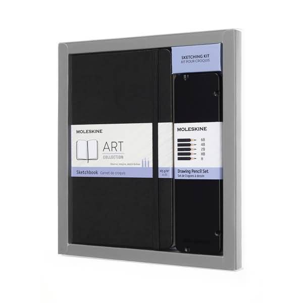 Skizzenbuch-Set Large A5 52 Blatt Hardcover schwarz + Zeichenstift-Set