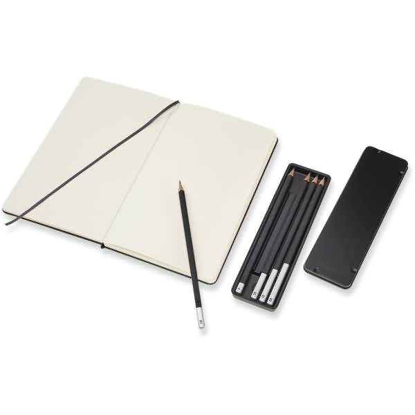 Skizzenbuch-Set Large A5 52 Blatt Hardcover schwarz + Zeichenstift-Set