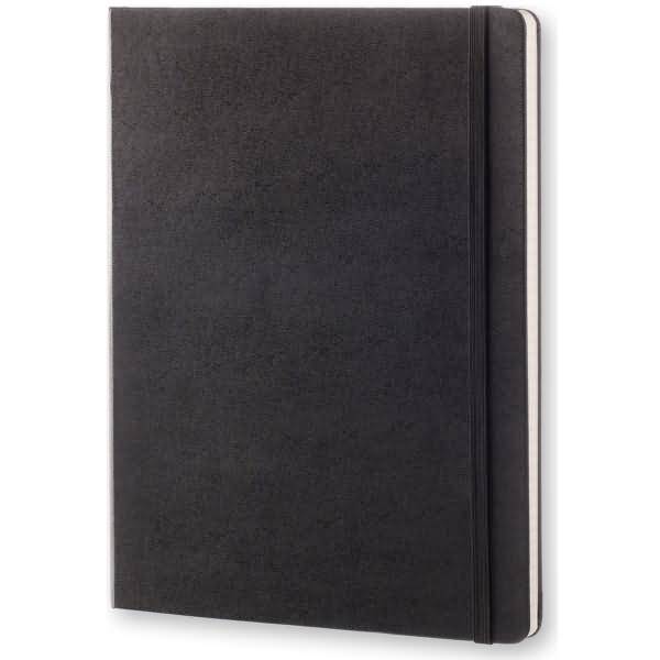 Notizbuch XL 19x25cm kariert Hardcover 96 Blatt schwarz