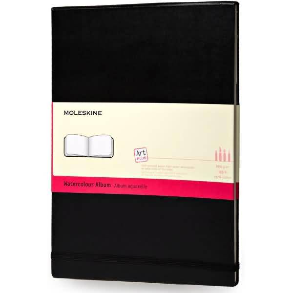 Notizbuch Aquarellpapier A4 200g/qm 30 Blatt Hardcover schwarz