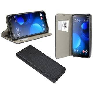 cofi1453® Buch Tasche "Smart" kompatibel mit HTC DESIRE 19+ PLUS Handy Hülle Etui Brieftasche Schutzhülle mit Standfunktion, Kartenfach Schwarz