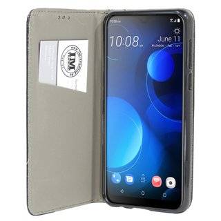 cofi1453® Buch Tasche "Smart" kompatibel mit HTC DESIRE 19+ PLUS Handy Hülle Etui Brieftasche Schutzhülle mit Standfunktion, Kartenfach Schwarz
