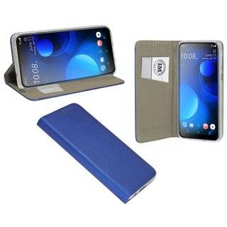 cofi1453® Buch Tasche "Smart" kompatibel mit HTC DESIRE 19+ PLUS Handy Hülle Etui Brieftasche Schutzhülle mit Standfunktion, Kartenfach Blau