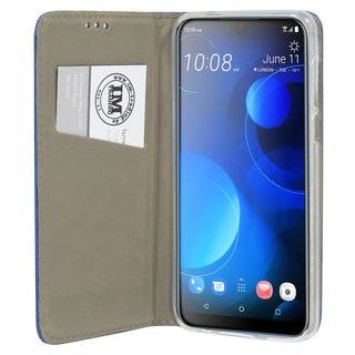cofi1453® Buch Tasche "Smart" kompatibel mit HTC DESIRE 19+ PLUS Handy Hülle Etui Brieftasche Schutzhülle mit Standfunktion, Kartenfach Blau