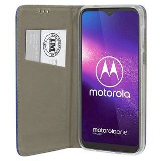 cofi1453® Elegante Buch-Tasche Hülle Smart Magnet kompatibel mit MOTOROLA ONE MACRO Leder Optik Wallet Book-Style Cover Schale in Blau