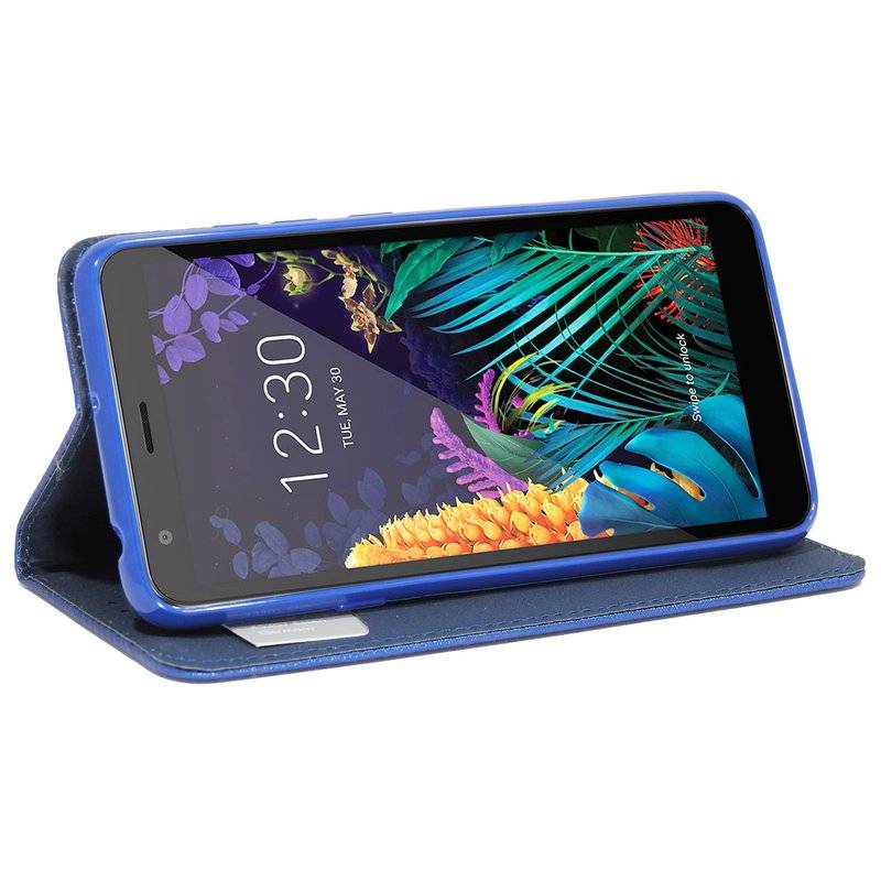 cofi1453® Buch Tasche "Smart" kompatibel mit LG K20 (2019) Handy Hülle Etui Brieftasche Schutzhülle mit Standfunktion, Kartenfach Blau