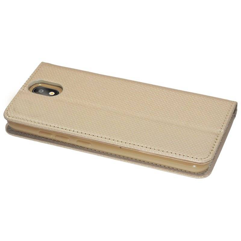 cofi1453® Buch Tasche "Smart" kompatibel mit LG K20 (2019) Handy Hülle Etui Brieftasche Schutzhülle mit Standfunktion, Kartenfach Gold