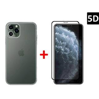 Silikon Hülle Bumper Case Transparent + 5D Full Cover Schutzglas Panzerfolie für iPhone 6 Plus