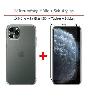 Silikon Hülle Bumper Case Transparent + 5D Full Cover Schutzglas Panzerfolie für iPhone 6 Plus