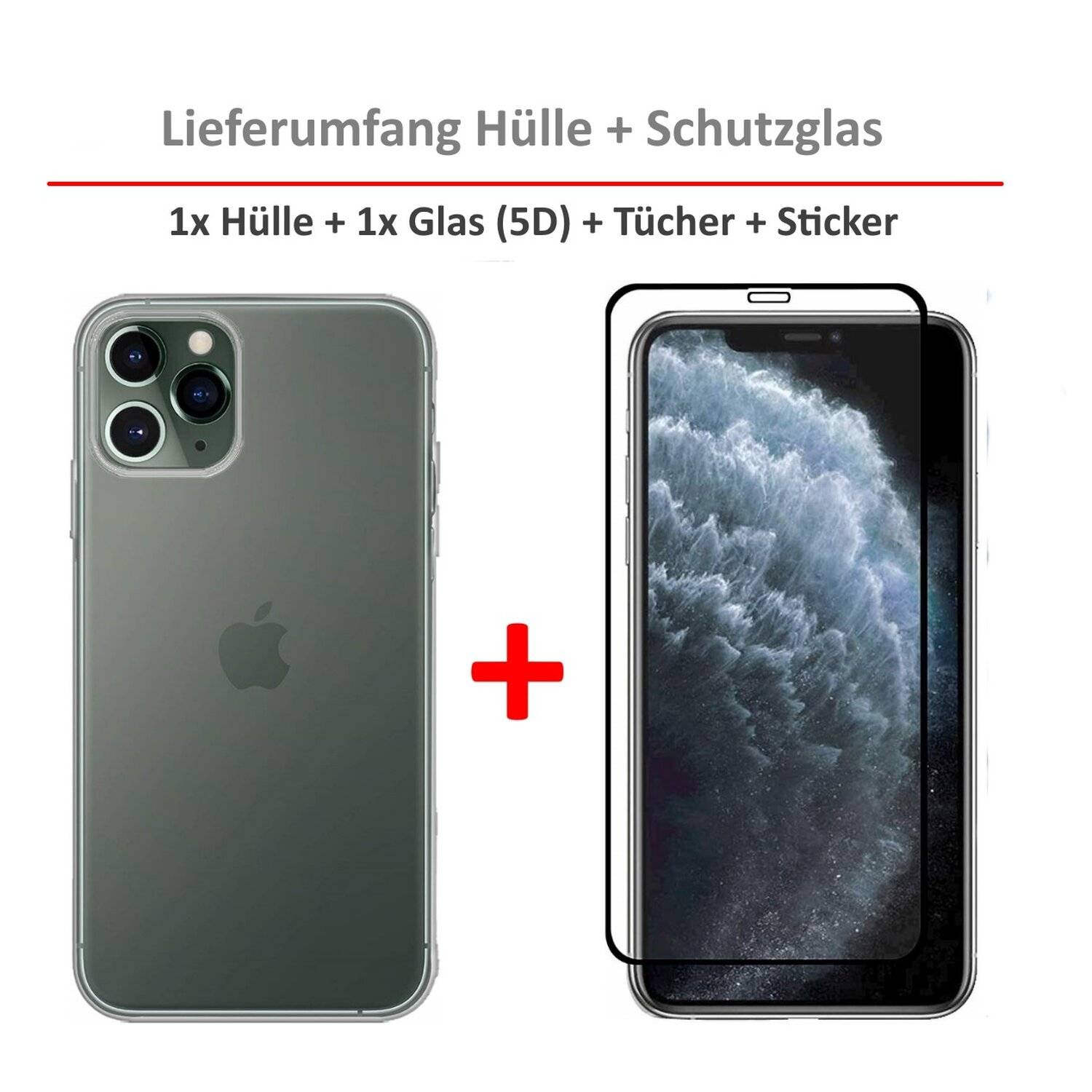 Silikon Hülle Bumper Case Transparent + 5D Full Cover Schutzglas Schutzfolie für Samsung Galaxy A40